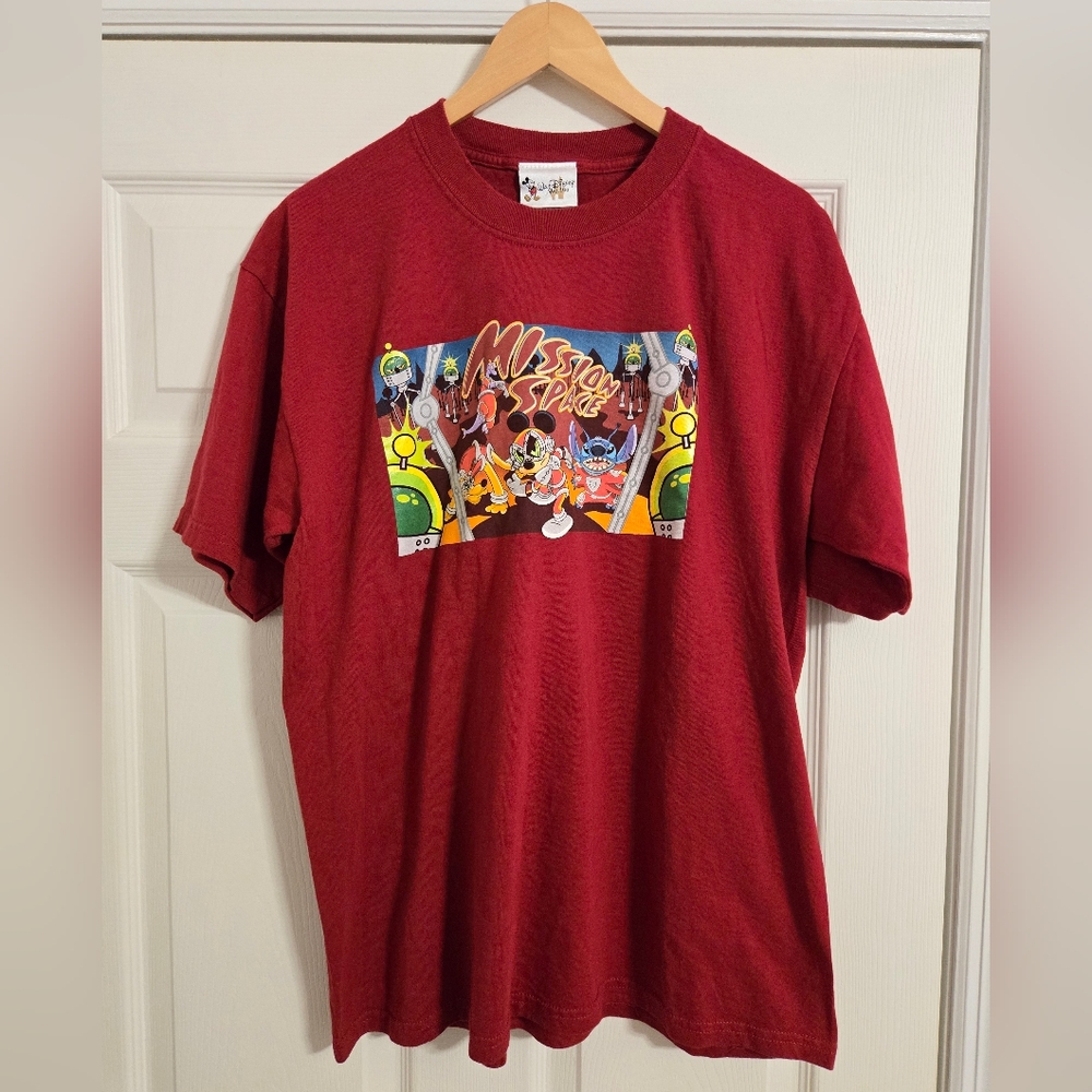 Walt Disney World Retro RARE Mission Space Mickey Mouse Red T-shirt Size Large